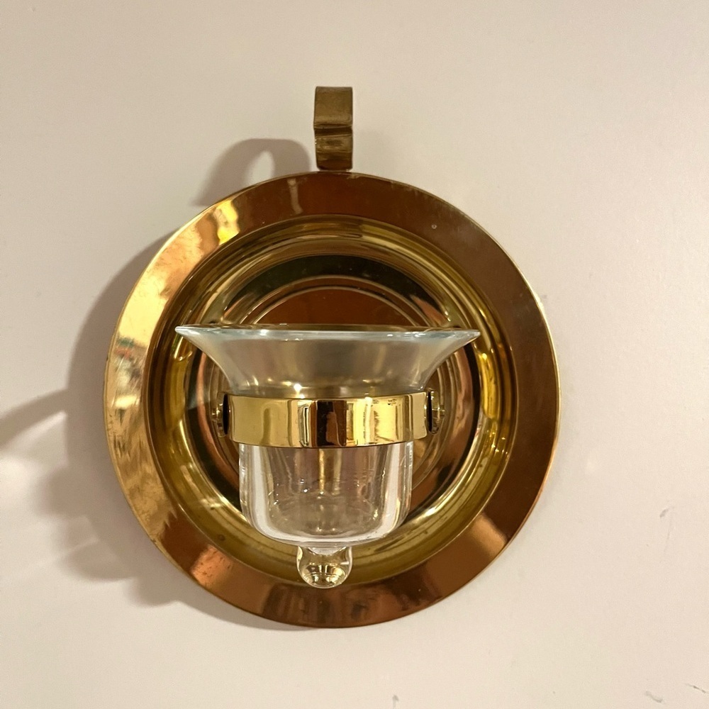Brass Wall Sconce with Glass Candle Holder